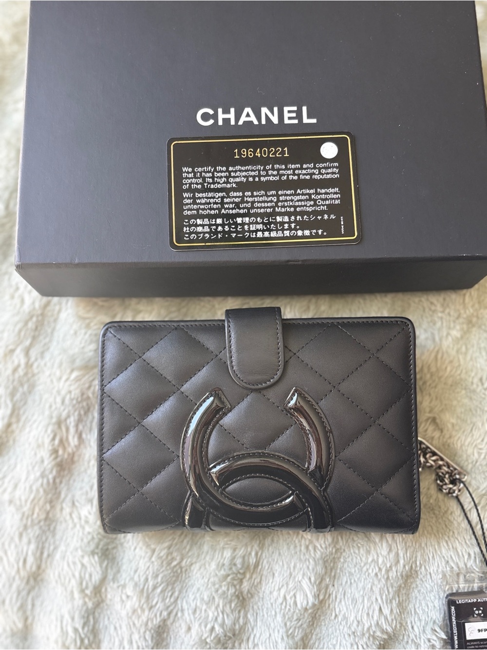CHANEL Black Quilted Card & Key Holder with Interlocking CC Hardware